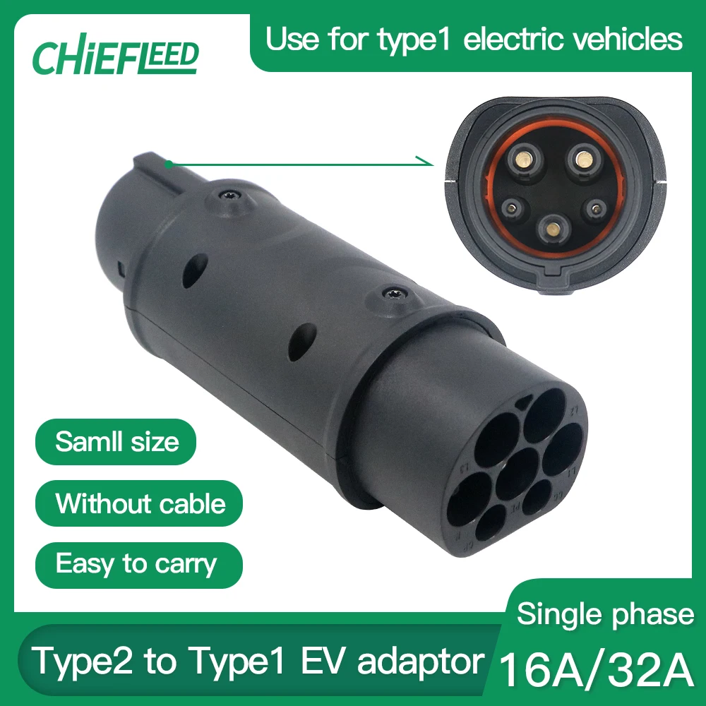 

Portable 32A 1P 7.2KW Electric Vehicle Charger Adapter Type2 to Type1 Connector