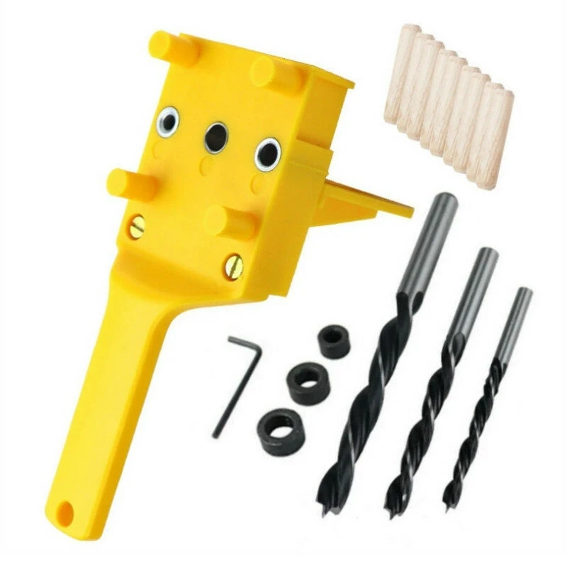 

Quick Wood Doweling Jig ABS Plastic Handheld Pocket Hole Jig System 6/8/10mm Drill Bit Hole Puncher For Carpentry Dowel Joints