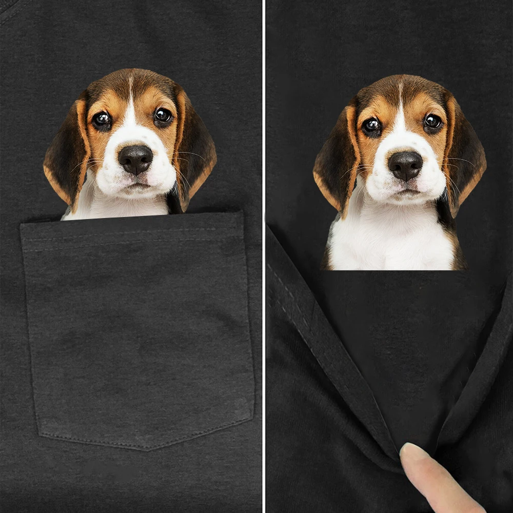 

CLOOCL 100% Cotton T-shirt Animal Beagle Dog Printed In Pocket T Shirt Men/Women Short Sleeve Fashion Creative Tops & Tees