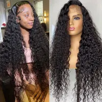 13x4 Hd Loose Deep Wave Frontal Wig Full Lace Human Hair Wigs For Black Women 30 34 Inch Wet And Wavy Water Wave Lace Front Wig
