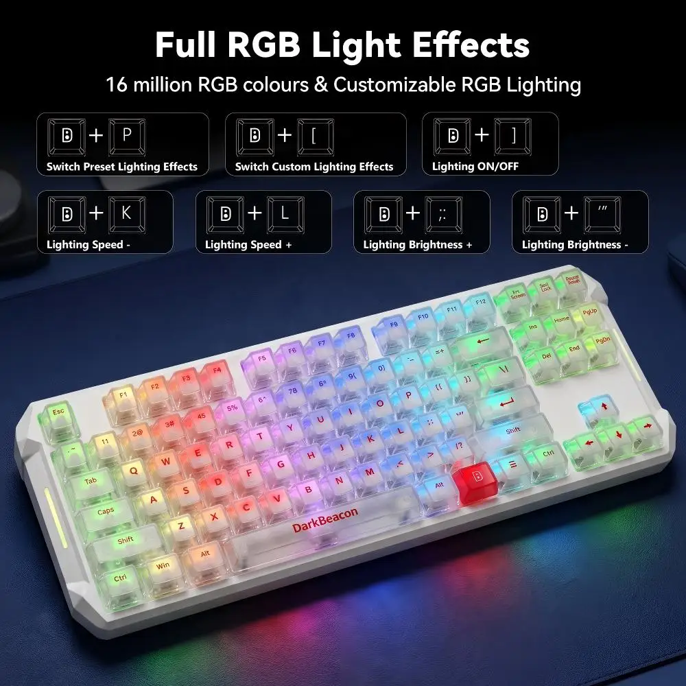 Фото Игровая клавиатура DarkBeacon 80% проводная, 87 клавиш TKL, с магнитными переключателями HE, для PS4, Xbox, ПК, ноутбуков, Mac, раскладка US/Русская/ASNI №5