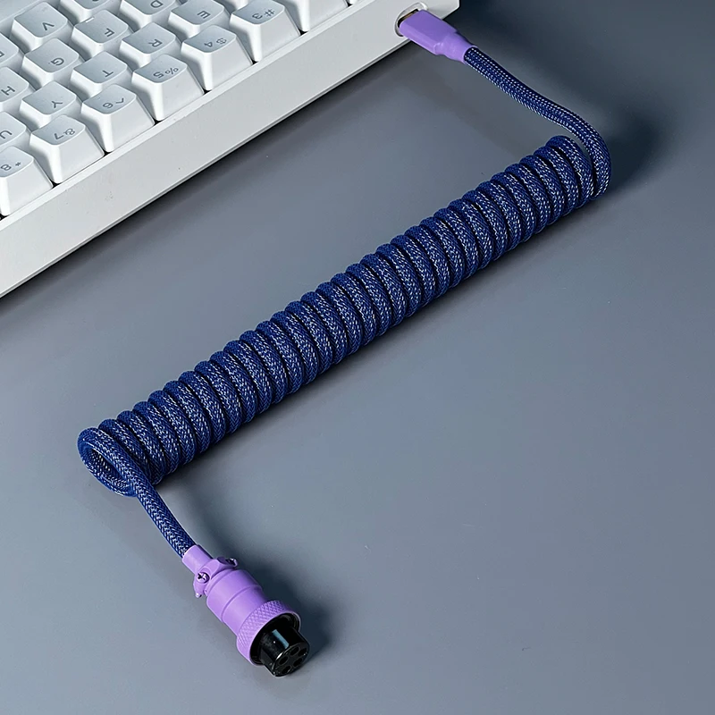 

Navy purple Colorway Keyboard Cable Aviation Plug Data Cable Type-C Mini Mirco To USB Aviation Connector Keyboard Charging Cable