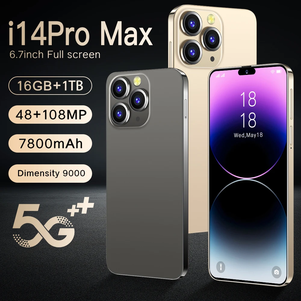 

Совершенно новый оригинальный смартфон I14 Pro Max, 6,7 дюймов, HD, полный экран, идентификация по лицу, 16 ГБ + 1 ТБ, мобильные телефоны, Φ 4G, мобильный телефон