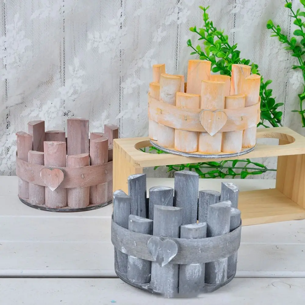 

Креативный деревянный цветочный горшок ручной работы, поддельный цветочный контейнер, цветочный горшок для суккулентов, украшение кофейни...