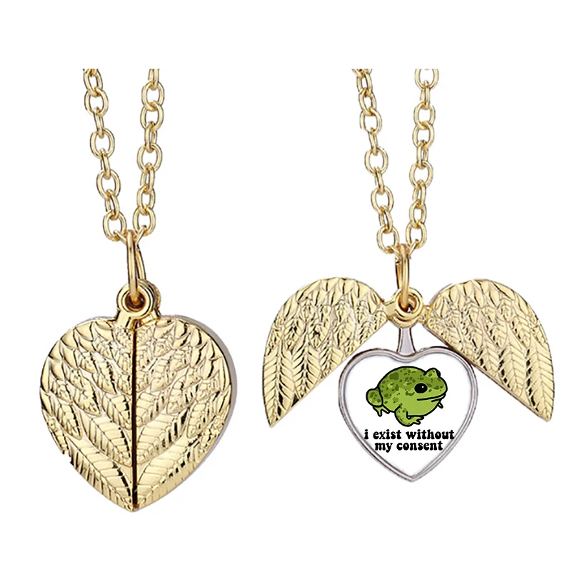 

I Exist Without My Consent Frog Sdn Heart Active Angel Wing Necklace Beautiful Pendant Fashion Jewelry