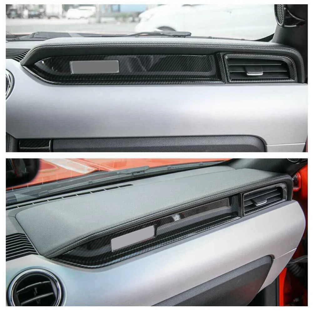 

Cars Inner Co-pilot Dashboard Cover Trim For Ford For Mustang 2015+ ABS Carbon Fiber Black Dashboard Trim Cover Tools