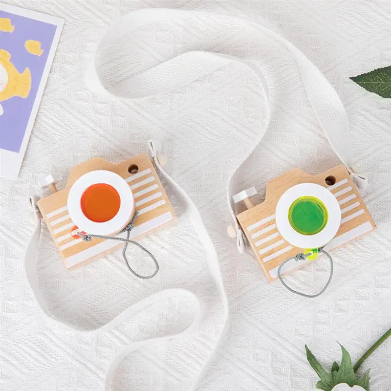 

2Pcs Simulation Camera Toy Kids Wooden Kaleidoscope Children Room Ornaments