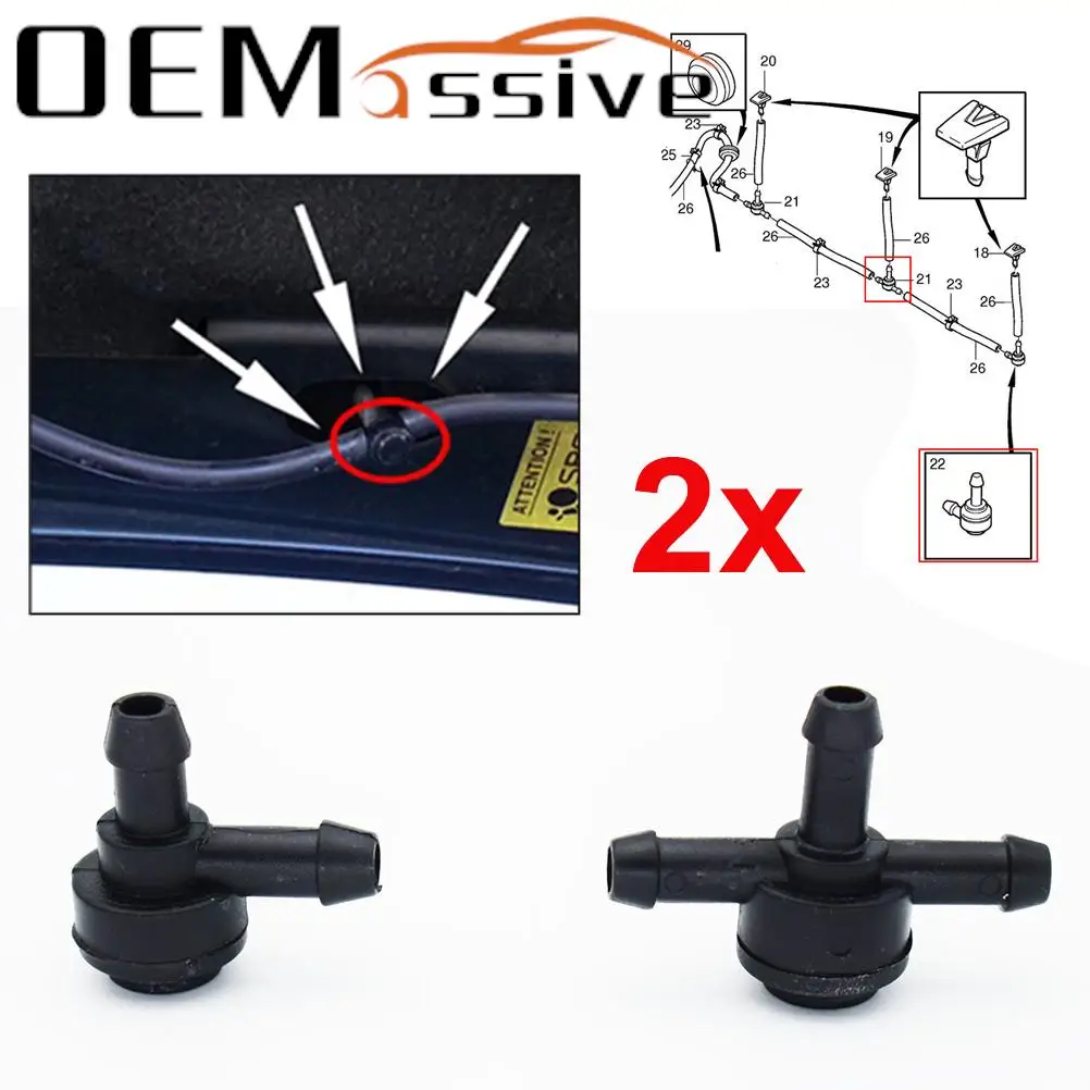 

2Pcs/Set Windshield Washer Connector Hose Valve Check 9178895 31391513 For Volvo C30 C70 S40 S60 S70 S80 V50 V70 XC60 XC70 XC90