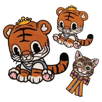 tiger embroidery patches cat embroidery appliques cartoon badges clothing accessories iron on patches wholesale patches badges