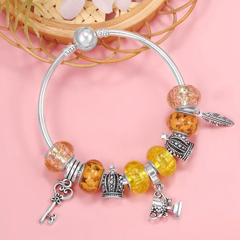 Подвеска-бусина с подвеской в виде короны и чемпиона модный брендовый браслет