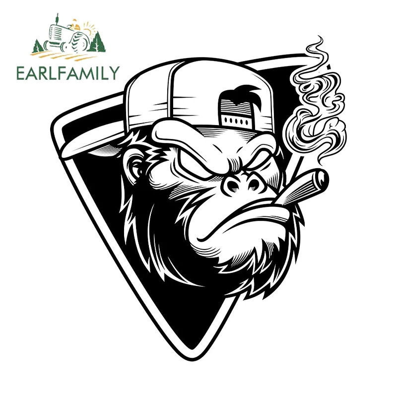 

EARLFAMILY 13 см x 8,7 см для Gorilla Biker, наклейки на автомобиль с героями мультфильмов, шлем, мотоцикл, солнцезащитный крем, винил JDM, бампер, багажник, грузовик, графика