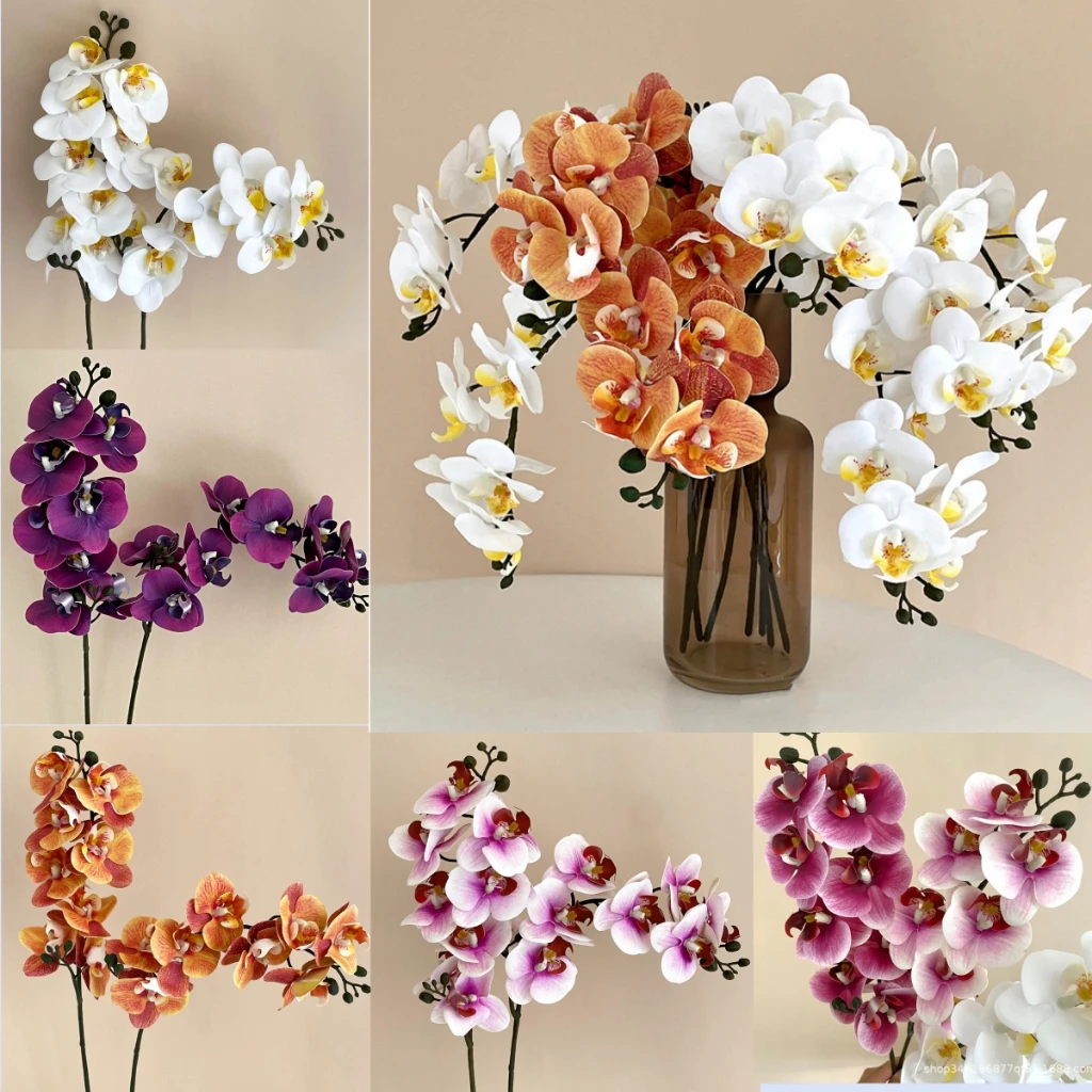 

8 Heads Butterfly Orchid Simulation Flower Home Drapery Wall Wedding festival Decoration Christmas Diy Artificial Phalaenopsis