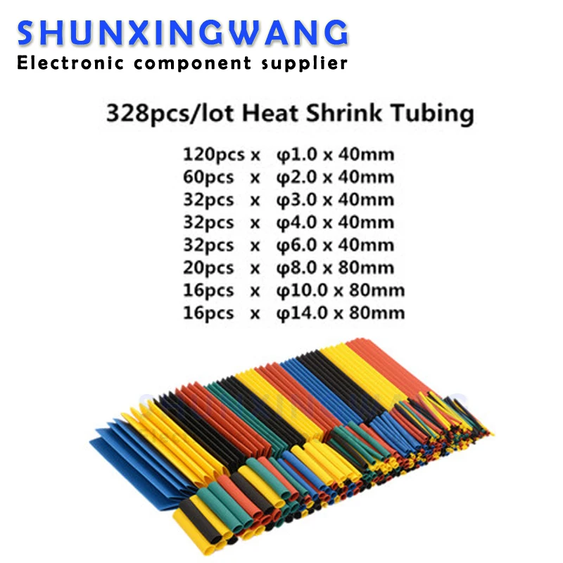 

328PCS heat shrinkable tube insulating sleeve flame retardant electrician household wiring data line color heat shrinkable tube