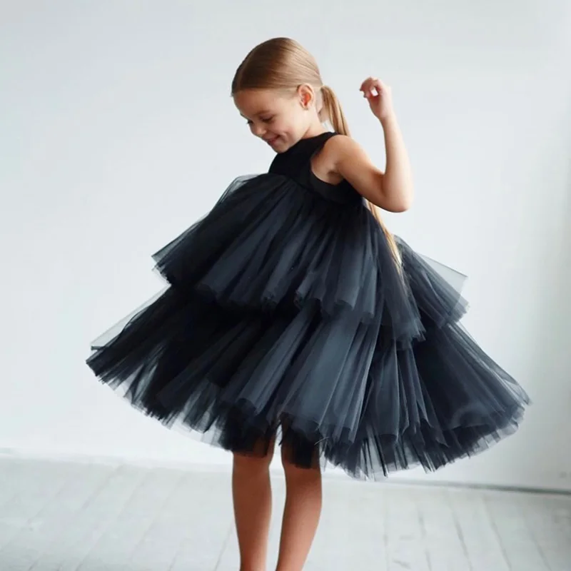 

2023 Baby Girl Princess Gauze Tutu Layered Dress Sleeveless Child Cake Tulle Vestido Party Birthday Ball Gown Baby Clothes 1-10Y