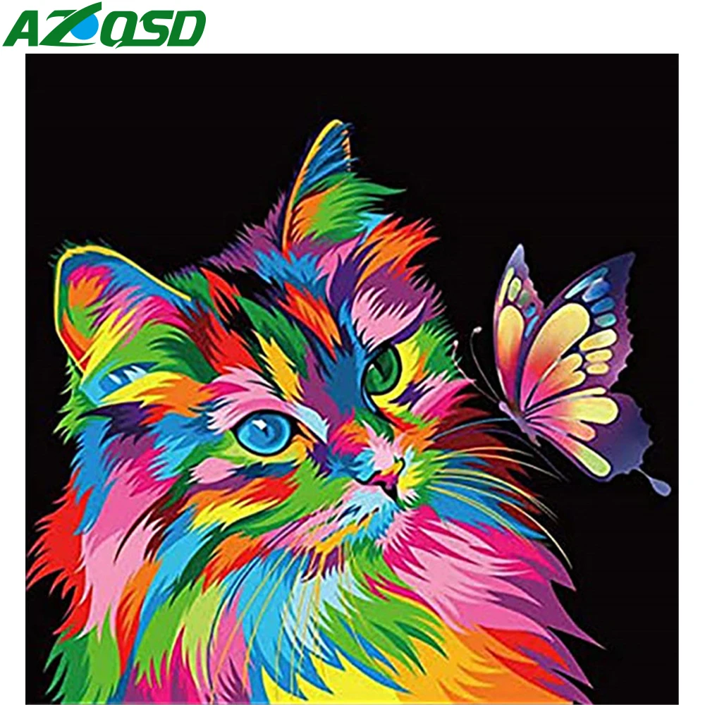 

AZQSD Алмазная вышивка кошка бабочка рукоделие искусство рукоделие алмазная живопись 5d Животное ручной работы подарок наборы крестиков