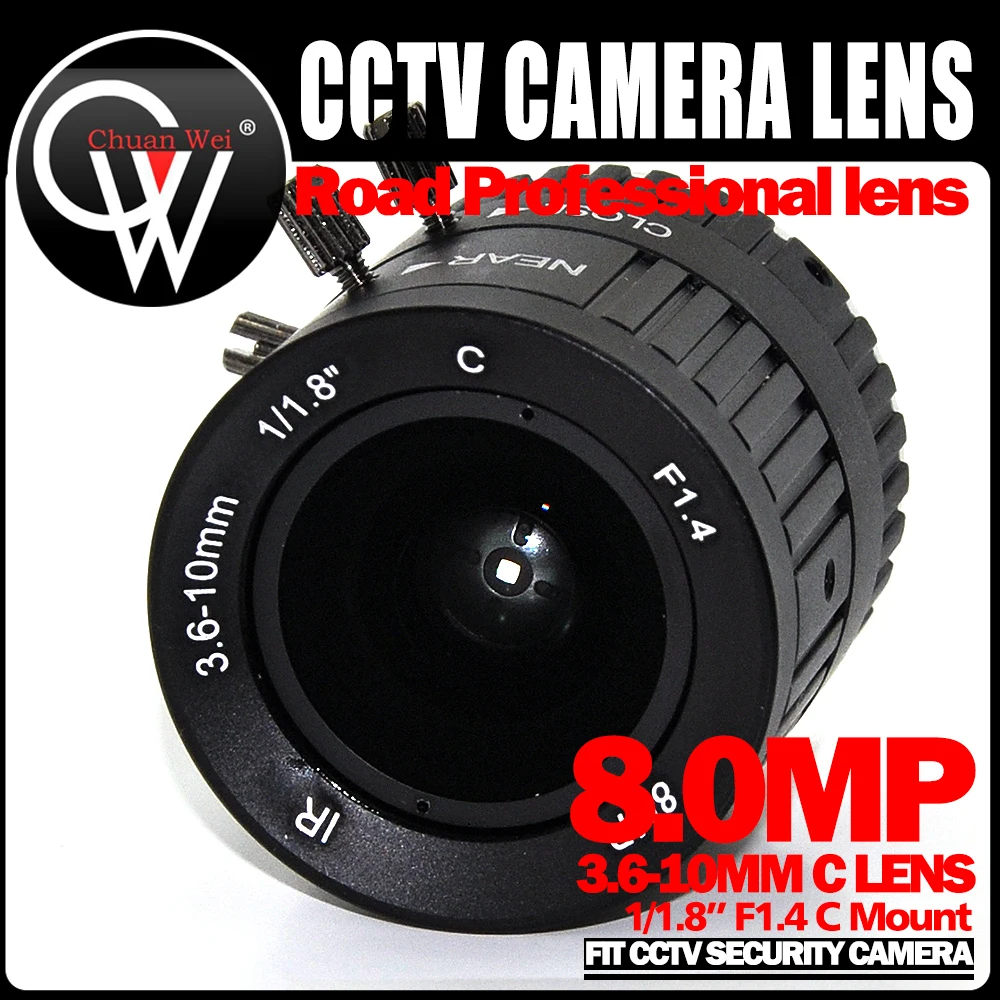 

Chuan Wei 8MP 3,6-10 мм C-Mount ИК-объектив для видеонаблюдения
