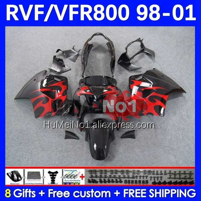 

Body For HONDA Interceptor VFR 800RR 800 RR CC 128No.2 VFR800 RR 98 99 00 01 VFR800RR 1998 1999 2000 2001 Fairing red flames