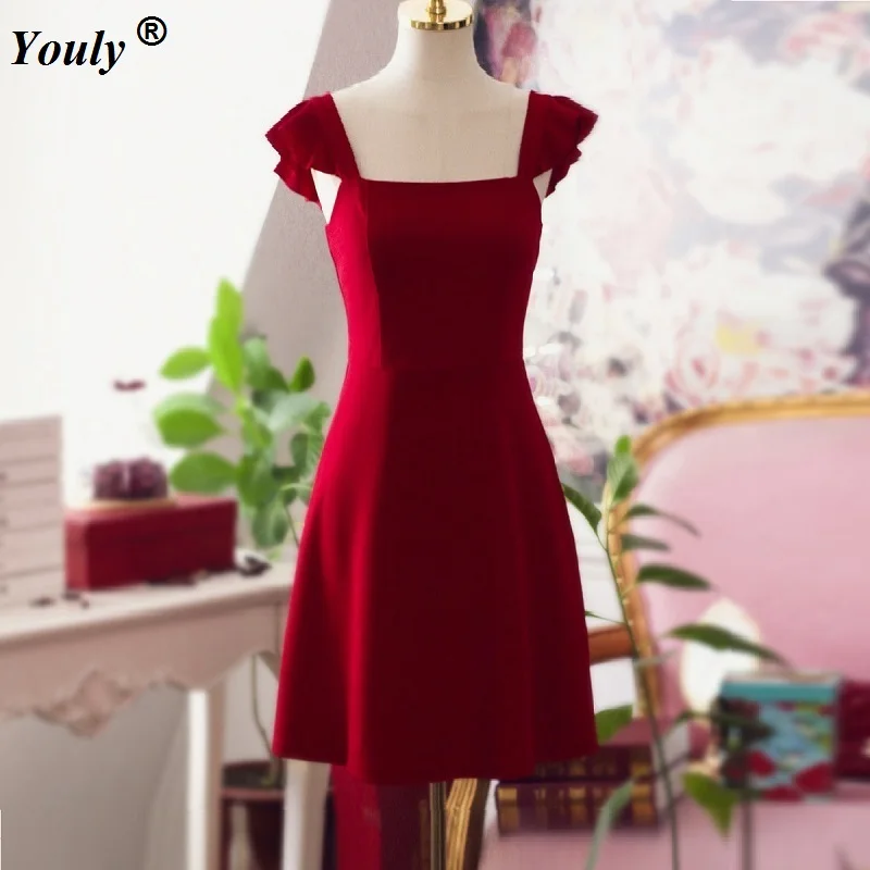 

Sexy Red Ruffle Sleeveless Party Mini Dress Women 2021 Low Cut Backless Dress Red Slim Bodycon Short Sundress Dress Vestido