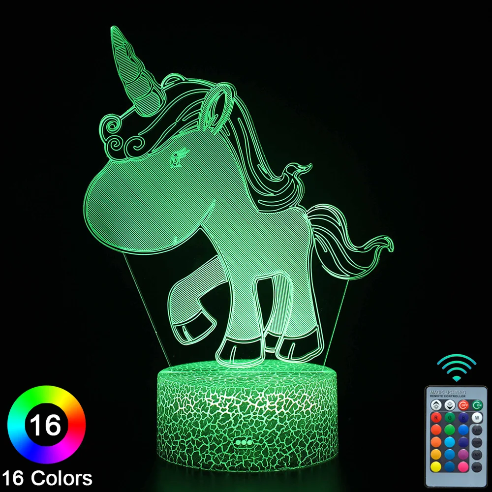 

СВЕТОДИОДНЫЙ 3D ночник в виде единорога с сенсорным пультом дистанционного управления, новинка, настольная лампа, декор для комнаты, Рождест...