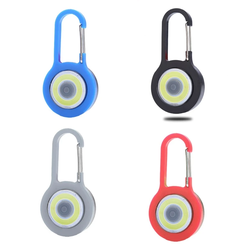 

Portable Mini COB LED Keychain Flashlight Key Chain Keyring Torch Light Lamp 3 Modes with Carabiner for Camping Hiking Fishing