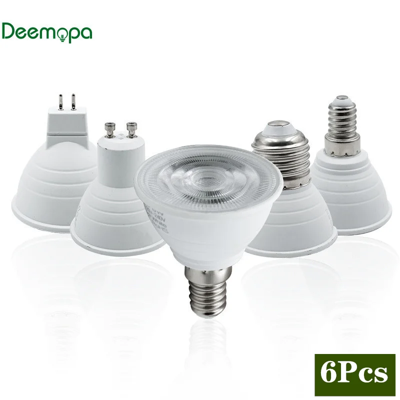 6pcs/lot LED Bulb MR16 GU10 E27 E14 Lampada 6W AC 220V Bombillas LED Lamp Spotlight LED Spot Light 24/120 degree Cold/Warm white
