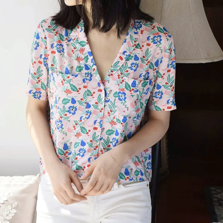 Женская рубашка Весна-лето 2020 новинка цветная с принтом масляной живописи
