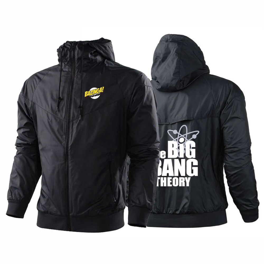 

The Big Bang Theory Printed Spring Autumn Men Jacket Hooded Windbreaker Jacket Windproof Waterproof Outdoor Windbreaker Coats