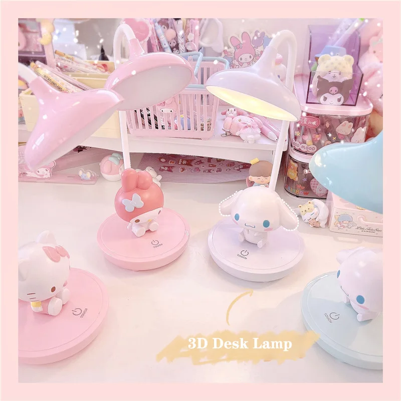 

3D кавайный ночник Sanrio, настольный светильник с Hello Kitty My Melody Cinnamonroll, милый Настольный светильник для детской спальни, светодиодный ночной Све...