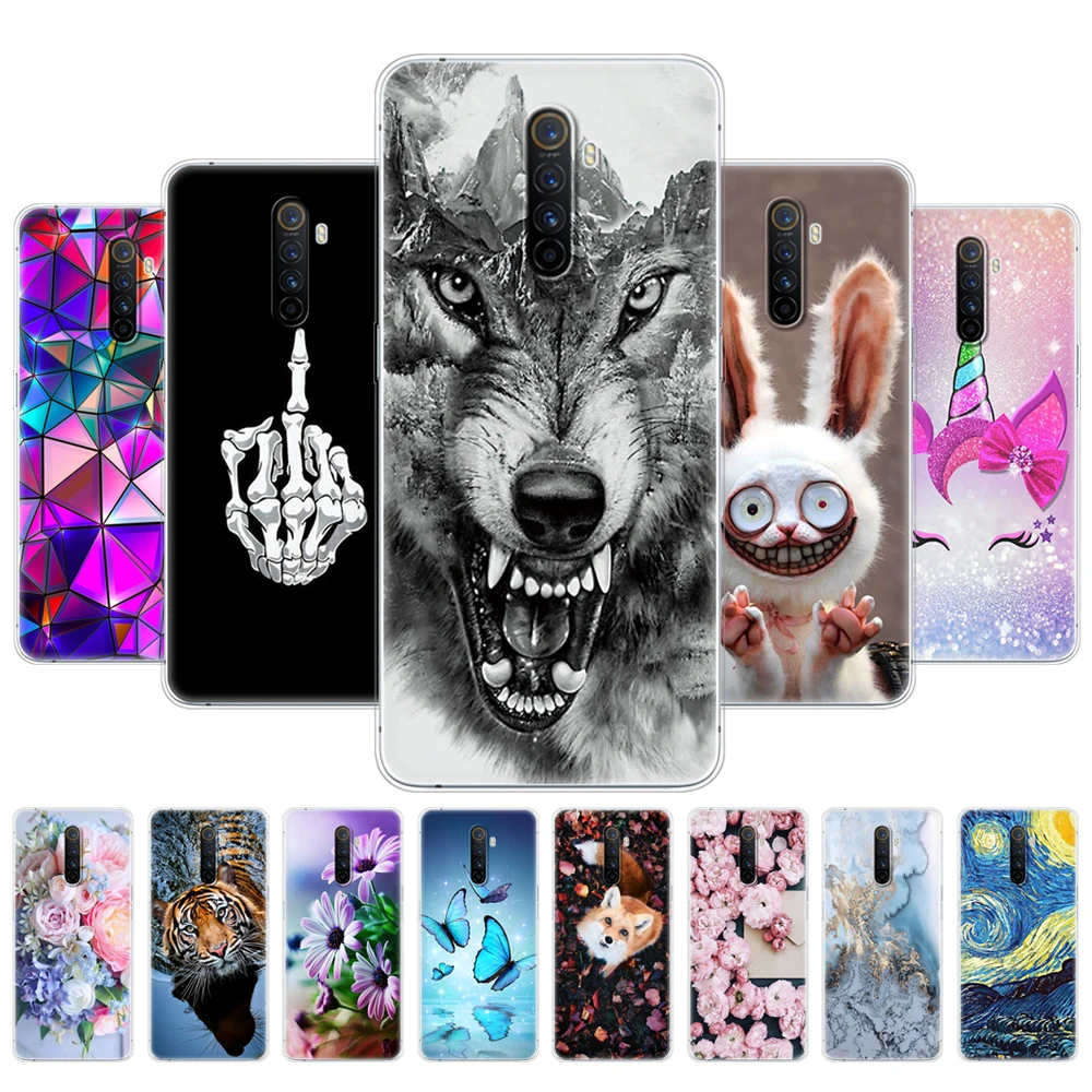 

For Realme X2 Pro Case RMX1931 Silicon phone back Cover For Oppo Realme x2 Pro X2Pro Back Bumper Coque 6.5inch flower animal cat