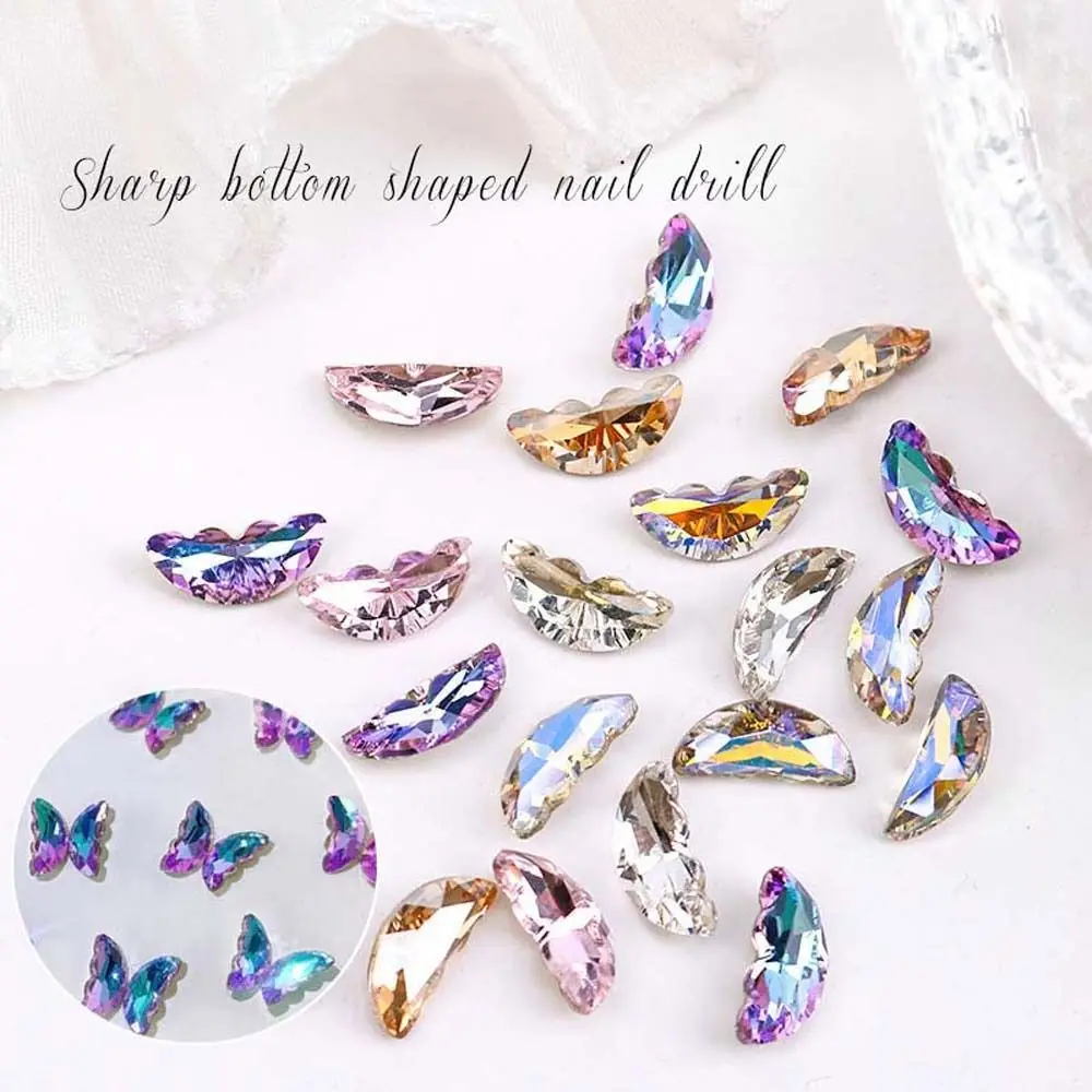 

20Pcs/Set 3D Crystal Butterfly Wings Nail Diamond Aurora Multicolor Butterfly Manicure Decoration Japanese INS Nail Accessories