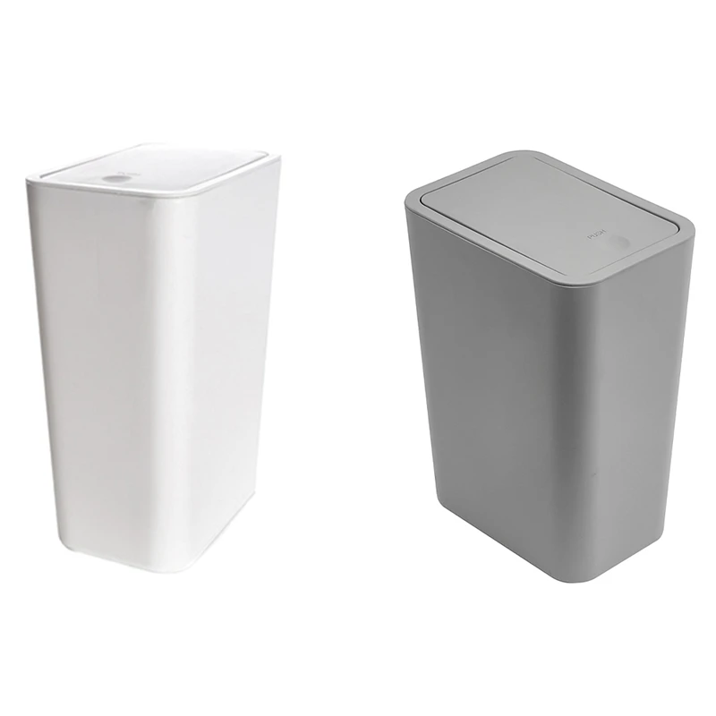 

1 PCS Living Room Office Paper Basket Thickened With Lid Push-Type Plastic White