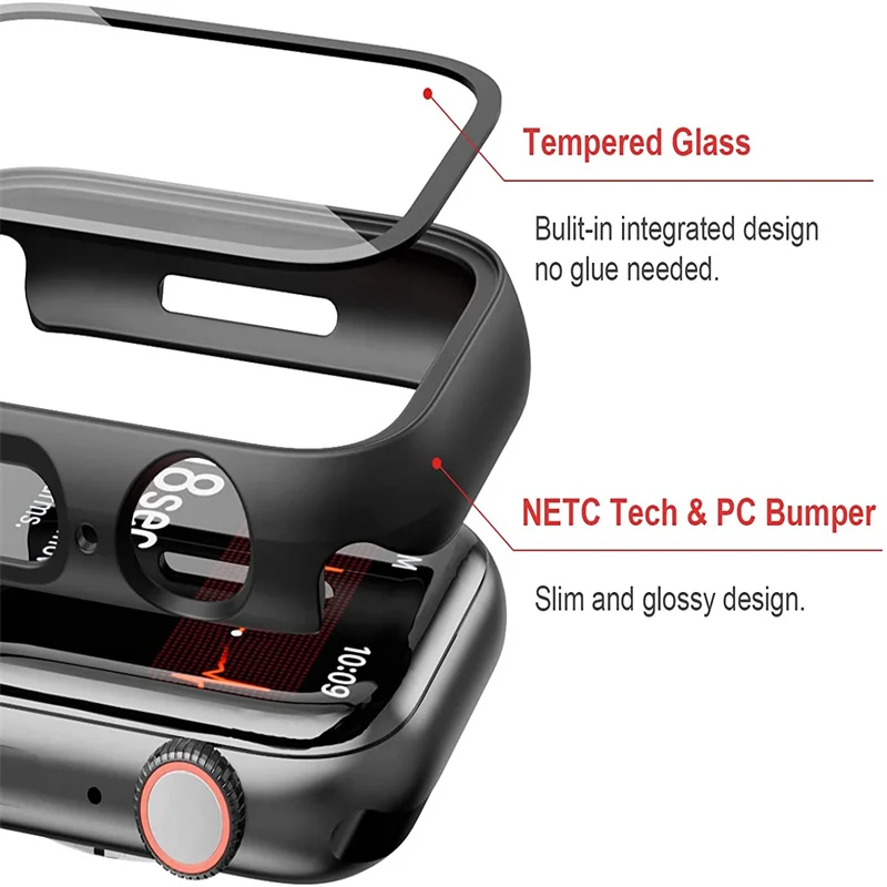 Glass+Cover For Apple Watch Case 45mm 41mm 44mm 40mm 42mm 38mm Bumper Tempered Case Screen Protector Iwatch Serie 7 6 SE 5 4 3 2