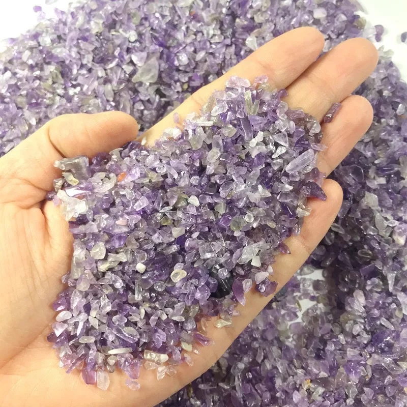 

100g 2-5mm Natural Amethysts Powder Crystal Gravel Rock Raw Gem stone Mineral Fish Tank Bonsai Decoration Energy Stone