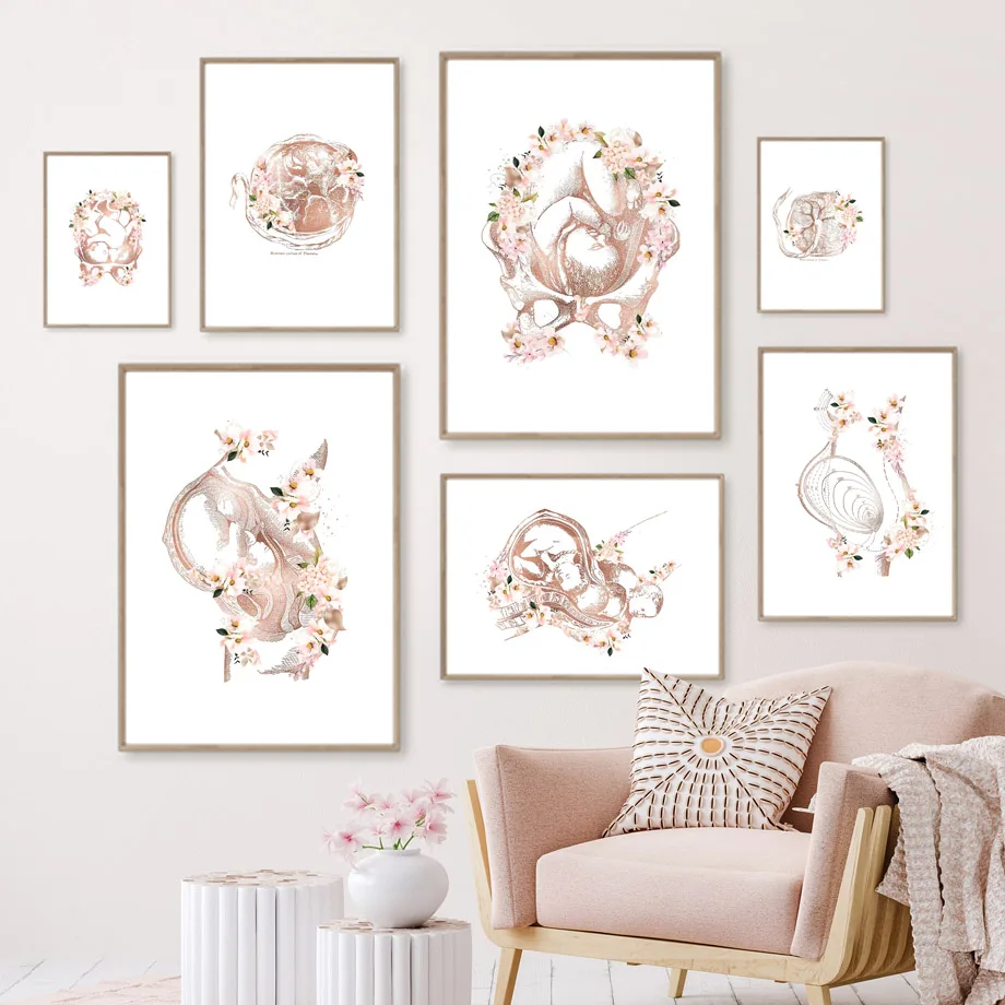 Гинекология Беременность Плод дула Акула обгин настенная Картина на холсте скандинавские постеры и принты настенные картины для детского декора