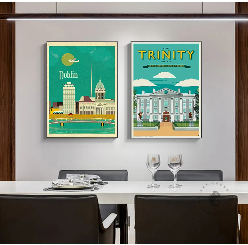 Дорожные холщовые картины из Дублина столицы Ирландии троица колледжа постеры