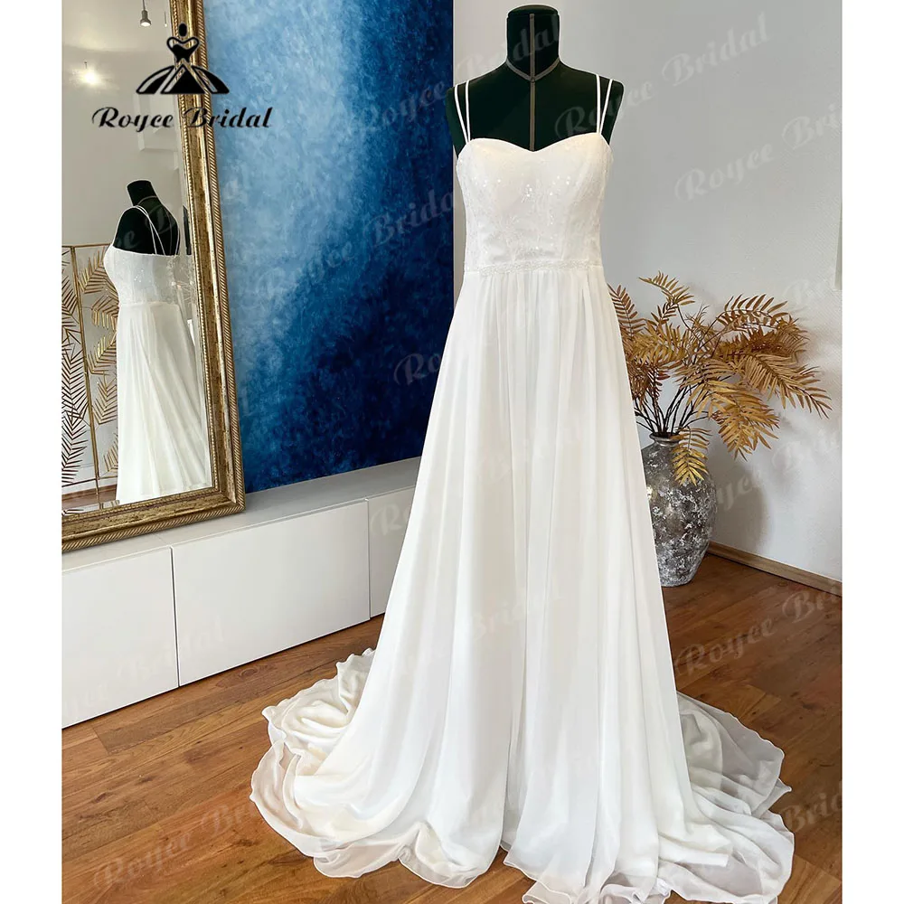 

Brautkleid Simple Chiffon Boho Lace Bodice Chic Wedding Dress for Women 2023 Spaghetti Straps Bridal Gown suknia slubna Summer