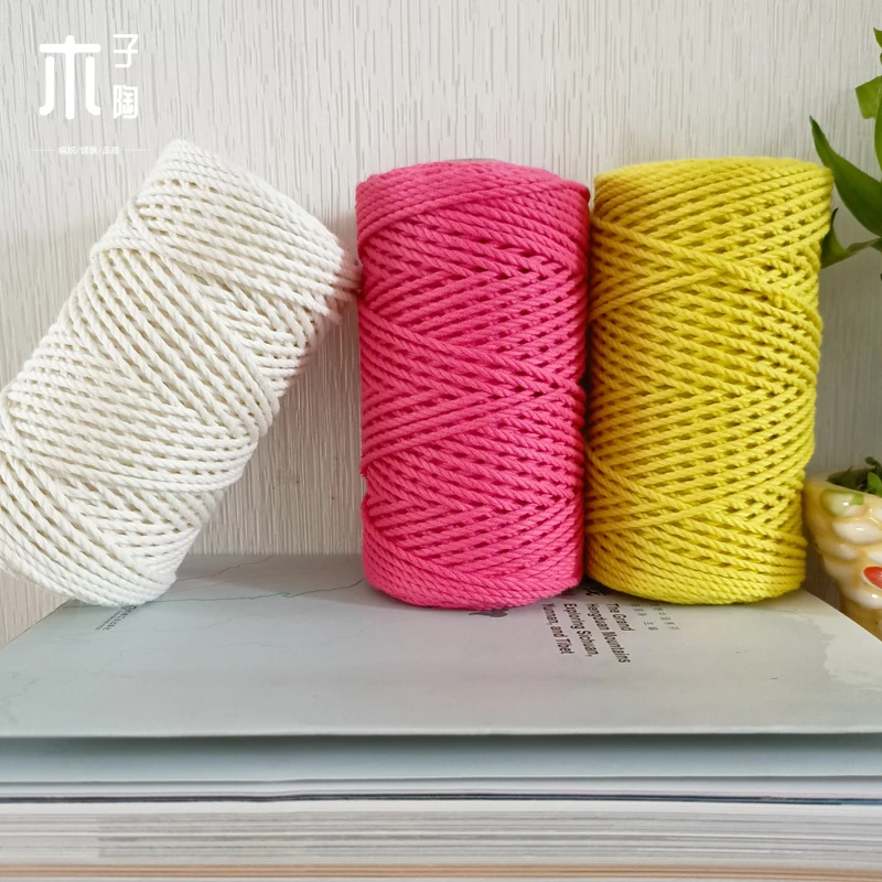 

Factory Direct Top Quality 100% pure cotton Yarns 3mm Woven Boho Plant Hanging Wall Hanger Macrame Cords 100M