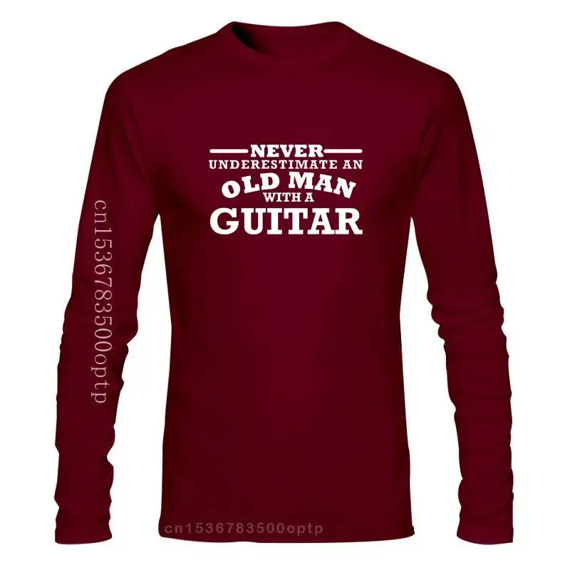 

Man Clothing New Guitar Never Underestimate An Old Man With A T Shirt Silver Logo Size To 5XL