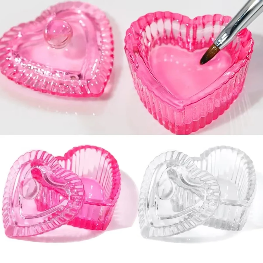 1 шт. красочная глазурь стеклянная тарелка миска в форме сердца с крышкой для