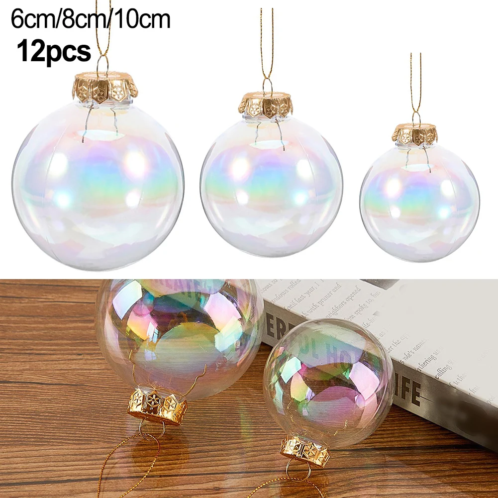 12 шт. 6/810 см рождественские шары украшения прозрачные Радужные праздничные