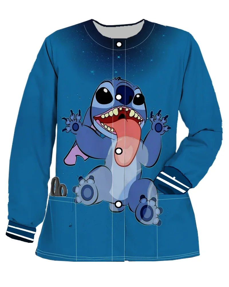 

Униформа медсестры на пуговицах с круглым вырезом и карманами для женщин, женский кардиган с длинными рукавами, Женская медицинская толстовка, скрабы