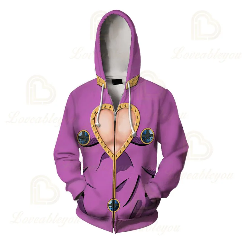 Anime Zipper Hoodie Sweatshirt Cosplay Costumes Joestar Kujo Jotaro Hooded Men Women