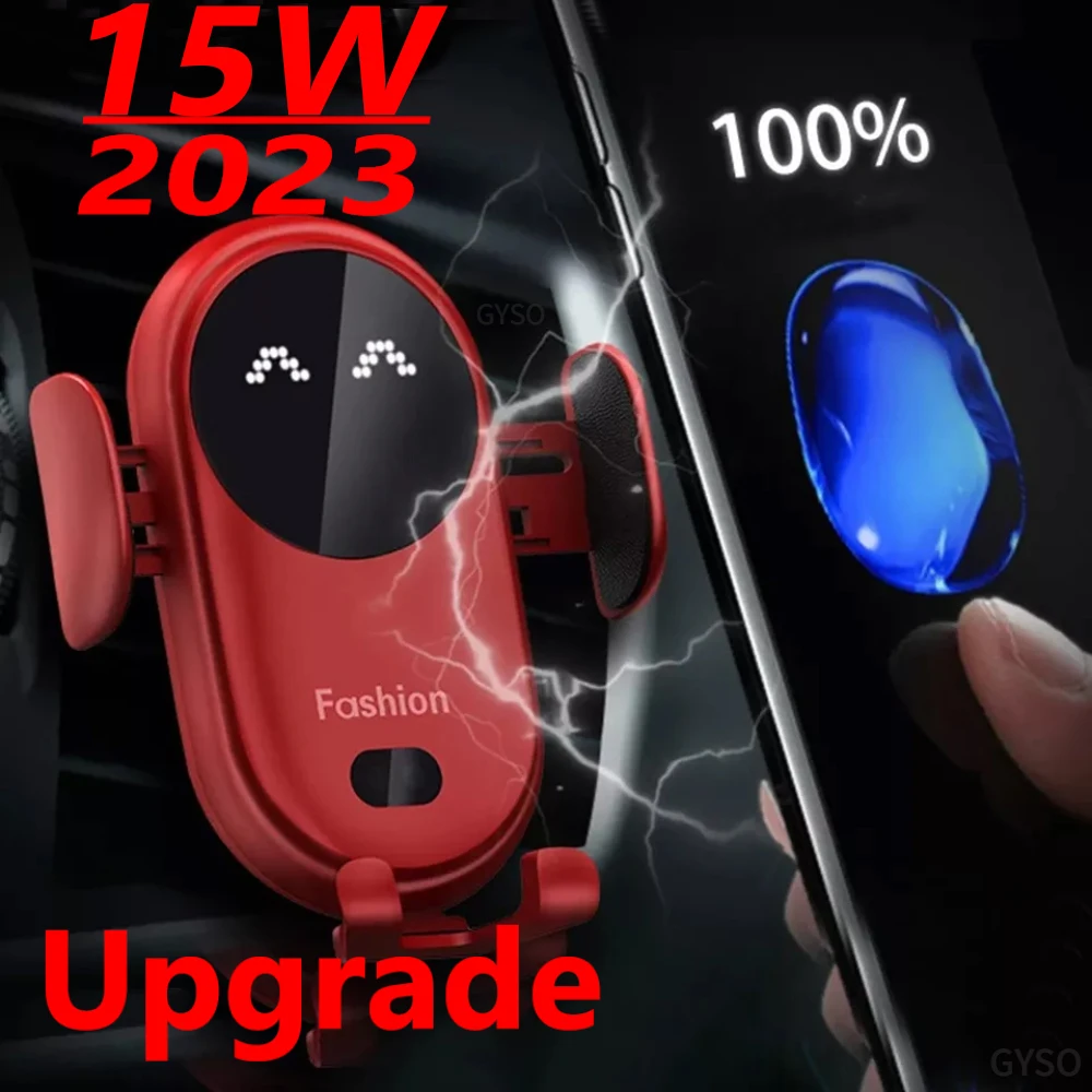 15W Car Wireless Charger Auto Car Mount Phone Holder For iPhone 14 13 12 11 Pro Samsung Xiaomi Infrared Induction Fast Charging
