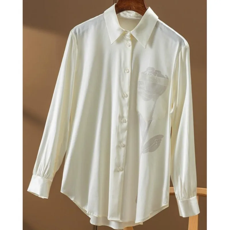 

Модная женская блузка 2023, элегантная белая рубашка для поездок, женские топы с принтом роз