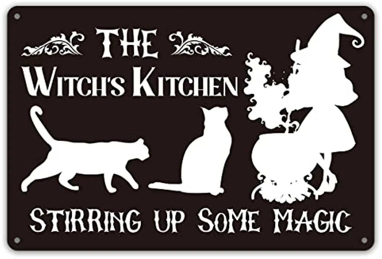 

Funny Witch Kitchen Quote Metal Tin Sign Wall Decor, the Witch's Kitchen Stirring up Some Magic Sign for Home Decor Gifts