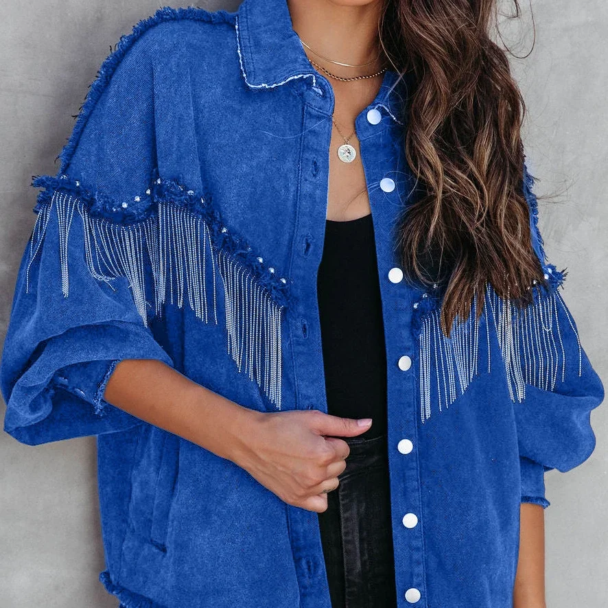 Джинсовое пальто женское весенне-осеннее хлопковое Ropa винтажные джинсы с