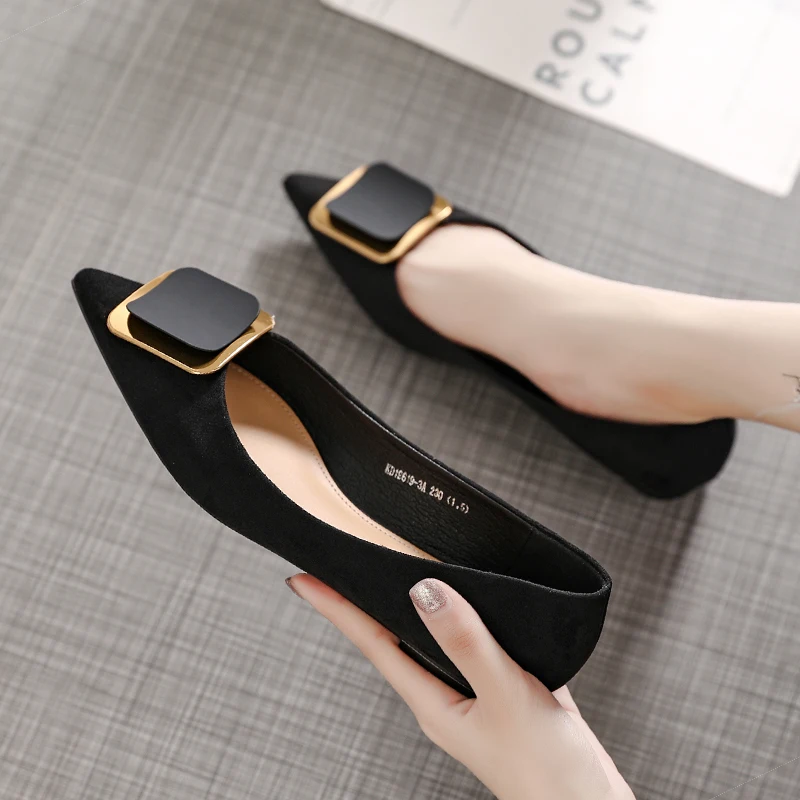 Brand 2022 Flats Shoes Women Flock Soft Soled Ballets Ladies Pointed Toe Party Shoes Bridesmaid Wedding Shoes OL Office Shoes