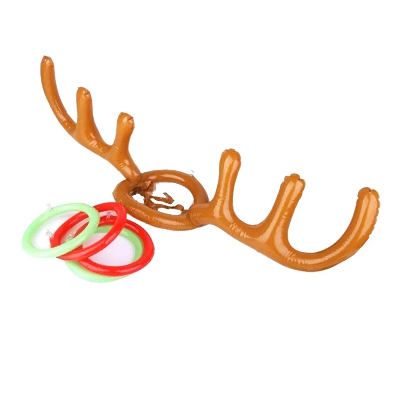 Inflatable Reindeer Antler Game,Inflatable Reindeer Antler Hat with Rings,Family Christmas Party Games