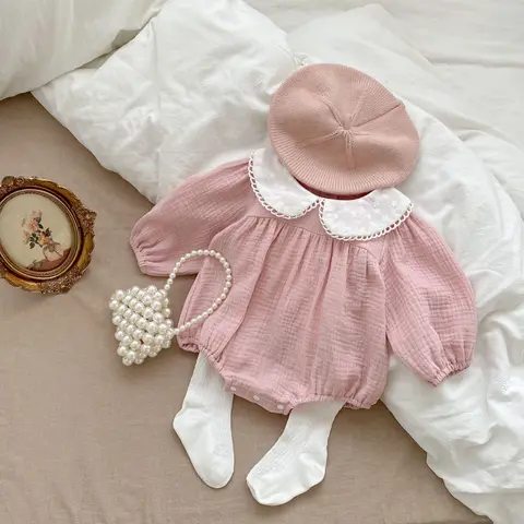 2023 Весенняя детская одежда, комбинезон для новорожденных девочек, хлопковая Милая одежда принцессы для маленьких девочек