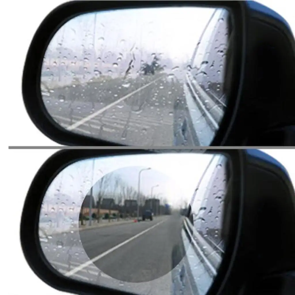 

1 Pair Oval Car Rearview Mirror Waterproof Anti Fog Rainproof Coating PET 2x Screen Film